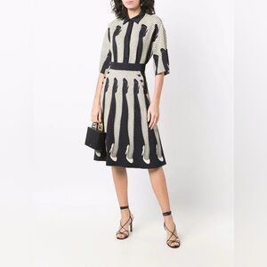 Moschino Dancers Legs Midi Skirt Black Cream Size 4